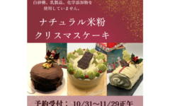 予約開始！ナチュラル米粉 クリスマスケーキ